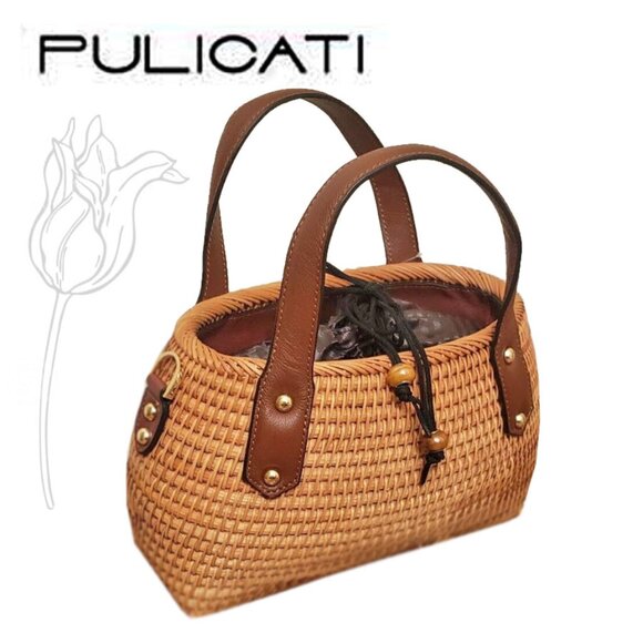 Pulicati Handbags - Pulicati Handmade Women Bag 2 Handled Basket Sinch Bag